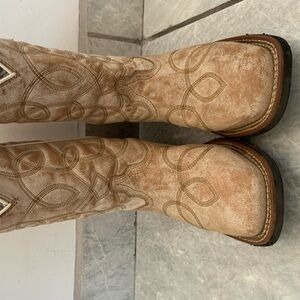 Laredo sanded tan western squared toe boots